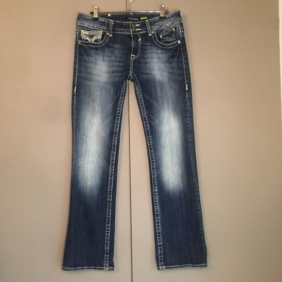 Vigoss The Chelsea Jeans Size 30x33 Boot Cut Embellished Denim Low Rise - Picture 1 of 12